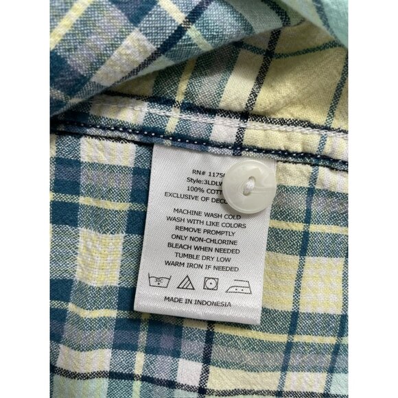 Levi's soft feel Shirt Yellow Green Plaid Men's Small Long Sleeve Cotton Casual - Picture 6 of 11